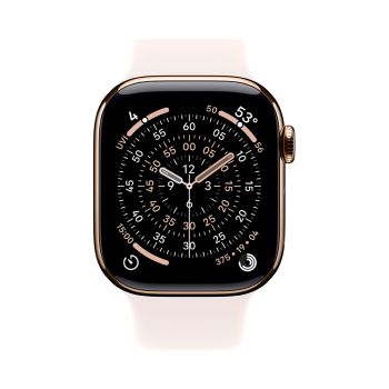 Apple Watch Series 11, 42 mm, Gold Titanium GPS+Cellular, Light Blush Sport Band M/L